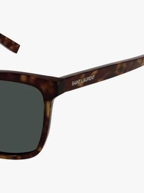 Saint Laurent Havana Tortoiseshell Cat-Eye Sunglasses with Dark Lenses